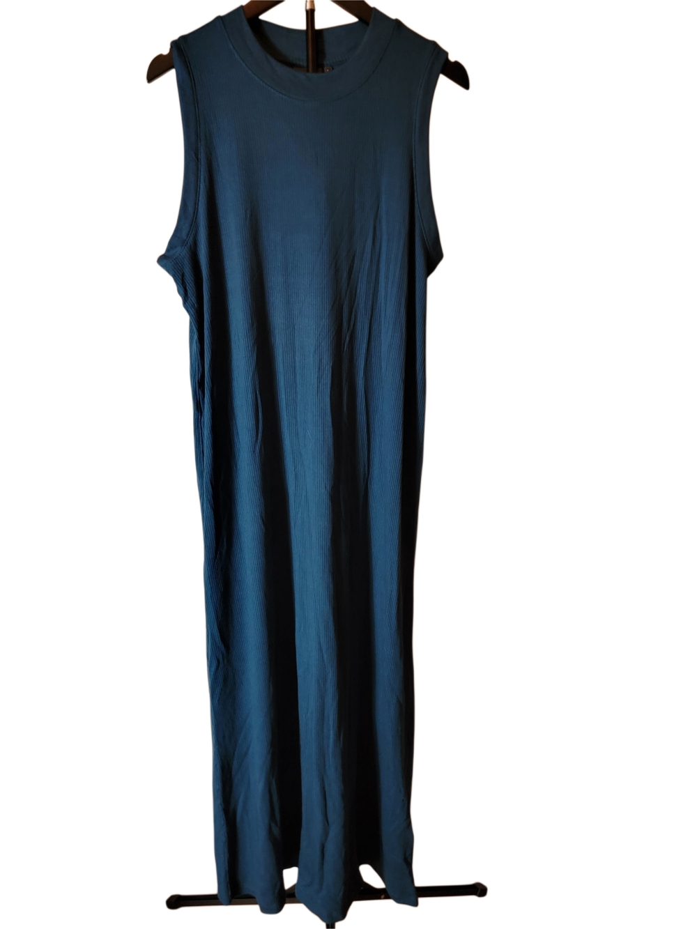 Richer Poorer Vintage Rib Column Maxi Dress in Teal - Size Large